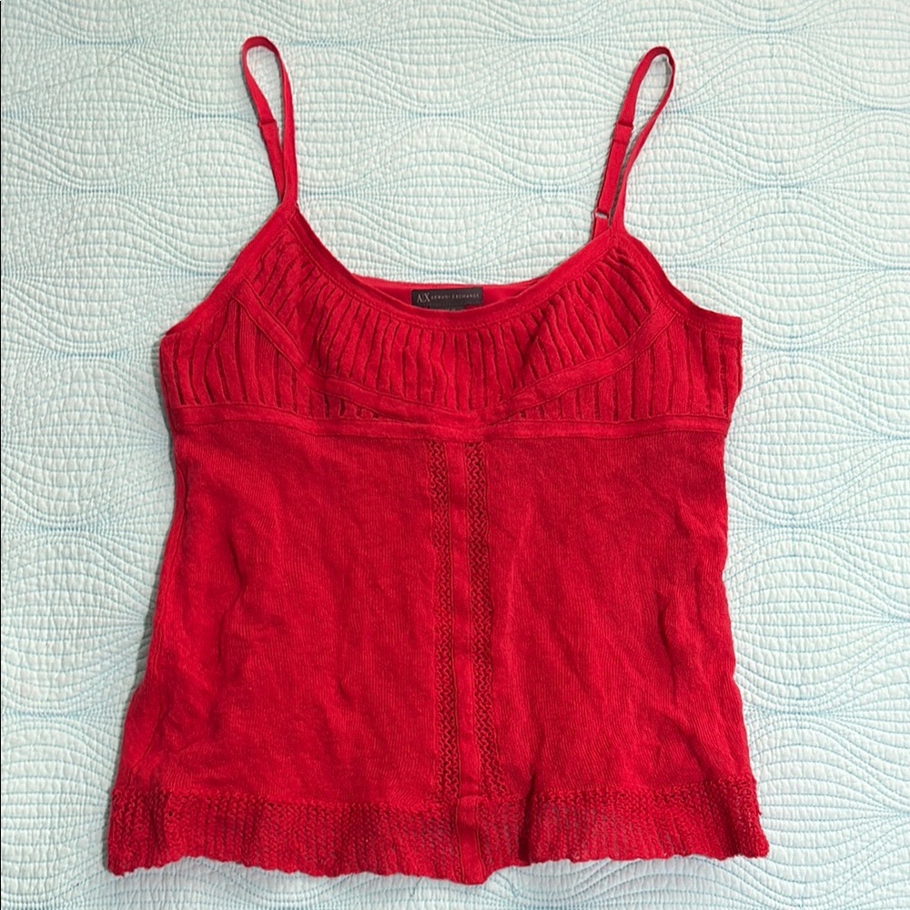 Armani Exchange cotton blend knit weave tank top